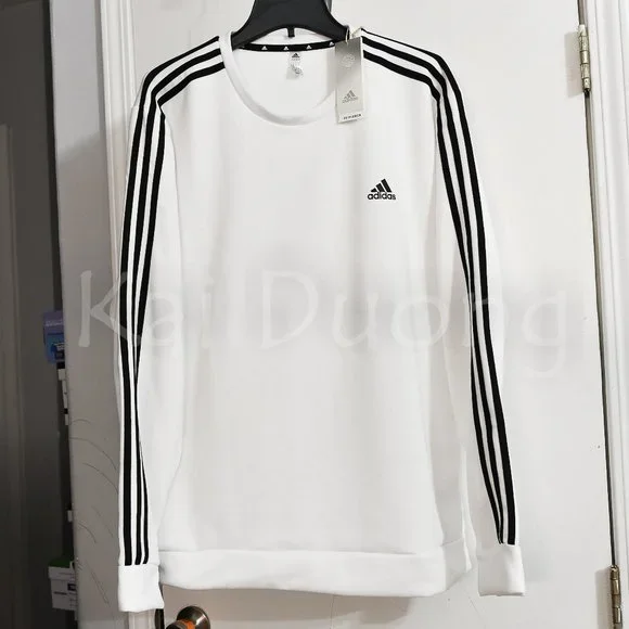 Adidas Men’s Crew Neck Sweatshirt WHITE - Picture 2 of 9